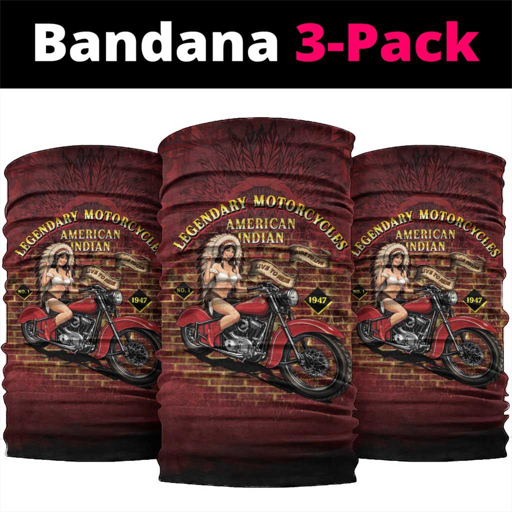 Native American Rider Neck Gaiter Legendary Motorcycle Vintage Pin Up Girl - Wonder Print Shop