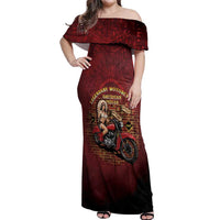 Native American Rider Off Shoulder Maxi Dress Legendary Motorcycle Vintage Pin Up Girl - Wonder Print Shop