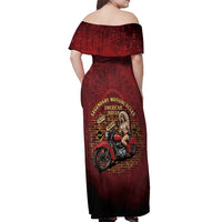 Native American Rider Off Shoulder Maxi Dress Legendary Motorcycle Vintage Pin Up Girl - Wonder Print Shop