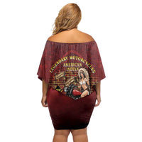 Native American Rider Off Shoulder Short Dress Legendary Motorcycle Vintage Pin Up Girl - Wonder Print Shop