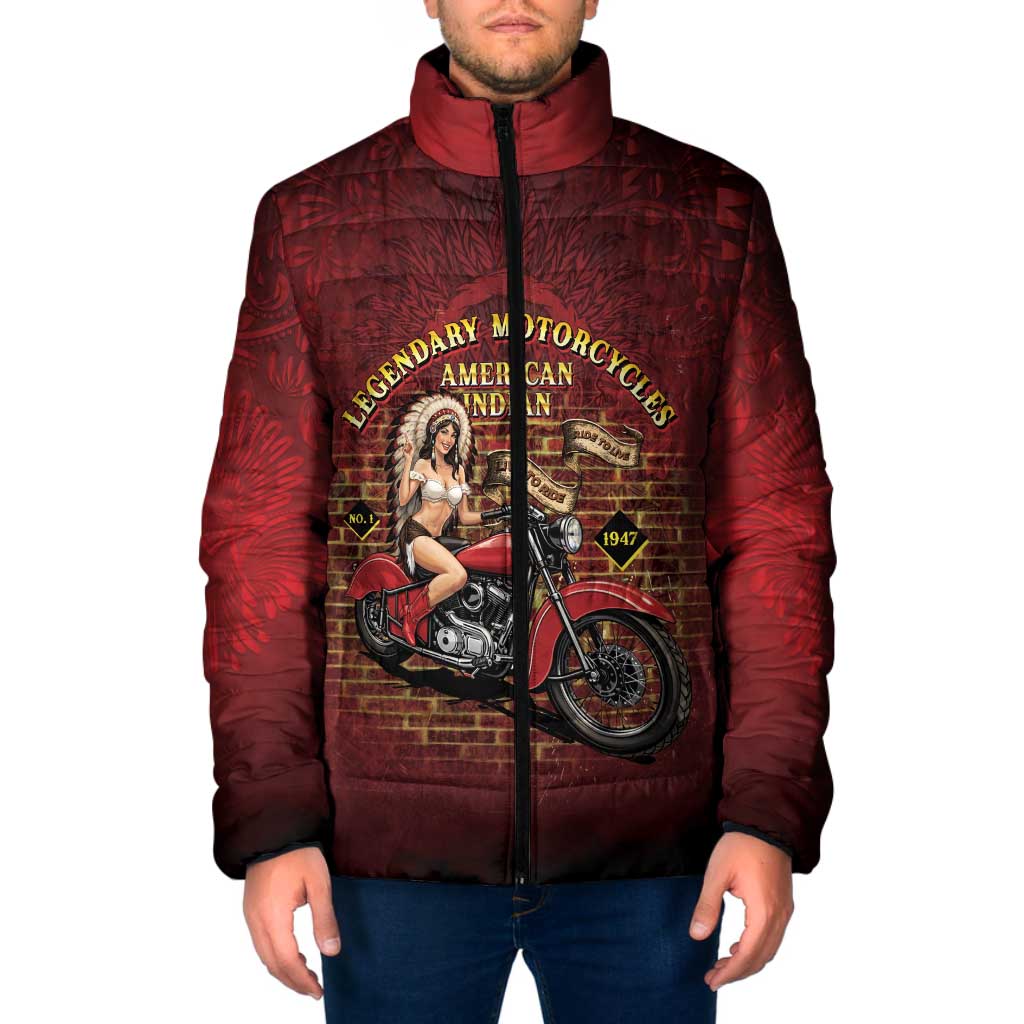 Native American Rider Padded Jacket Legendary Motorcycle Vintage Pin Up Girl - Wonder Print Shop