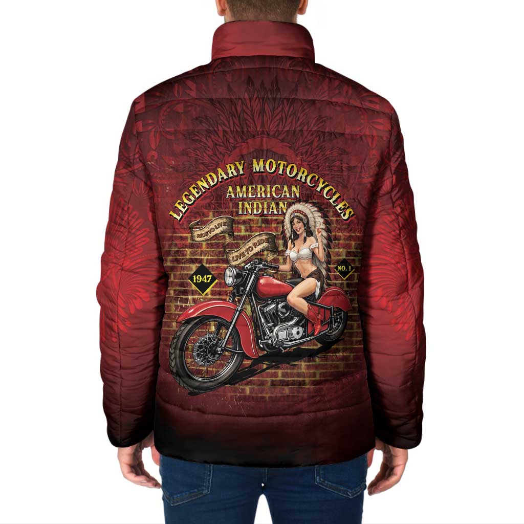 Native American Rider Padded Jacket Legendary Motorcycle Vintage Pin Up Girl - Wonder Print Shop