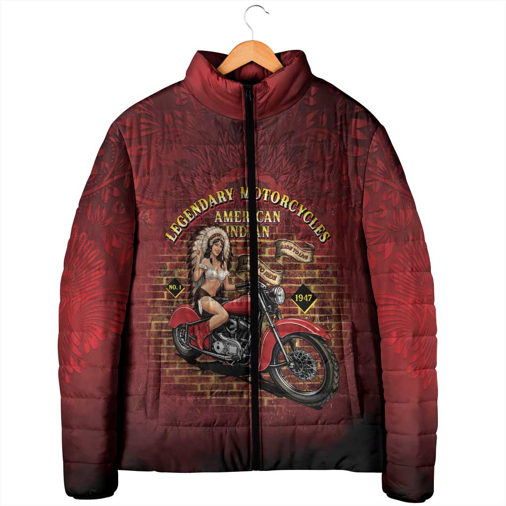 Native American Rider Padded Jacket Legendary Motorcycle Vintage Pin Up Girl - Wonder Print Shop