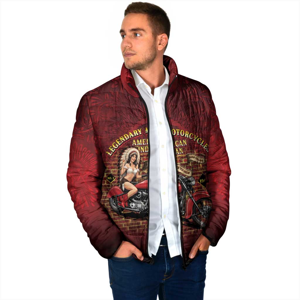 Native American Rider Padded Jacket Legendary Motorcycle Vintage Pin Up Girl - Wonder Print Shop