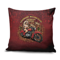 Native American Rider Pillow Cover Legendary Motorcycle Vintage Pin Up Girl - Wonder Print Shop
