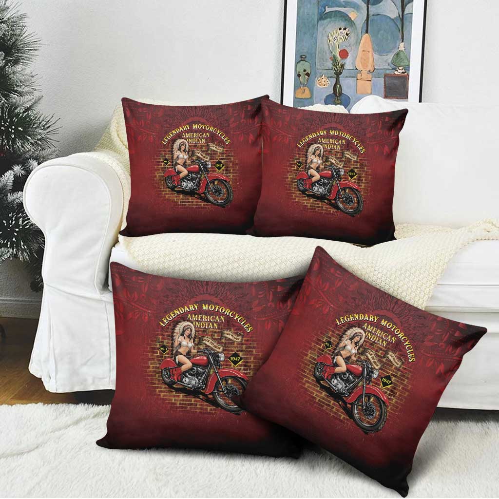 Native American Rider Pillow Cover Legendary Motorcycle Vintage Pin Up Girl - Wonder Print Shop