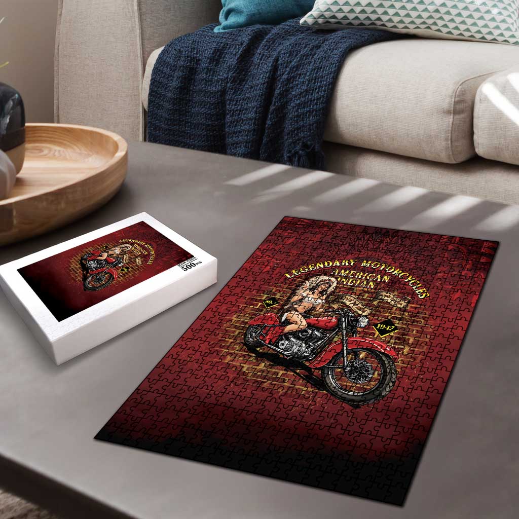 Native American Rider Puzzle Legendary Motorcycle Vintage Pin Up Girl - Wonder Print Shop