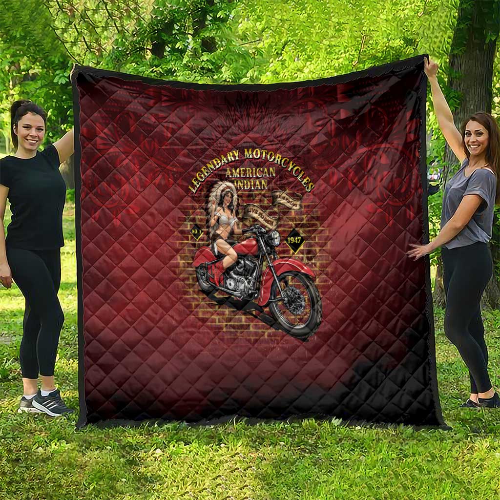 Native American Rider Quilt Legendary Motorcycle Vintage Pin Up Girl - Wonder Print Shop