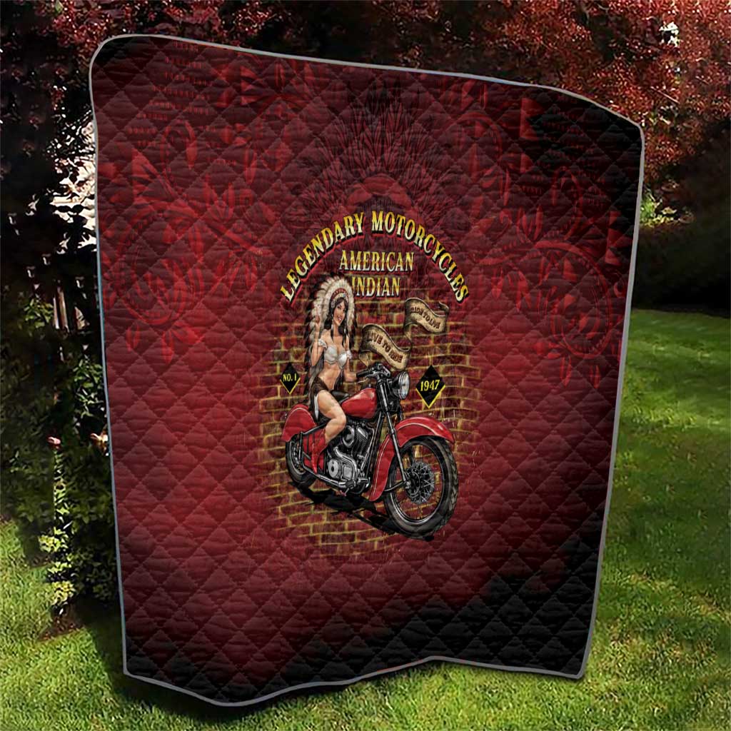 Native American Rider Quilt Legendary Motorcycle Vintage Pin Up Girl - Wonder Print Shop
