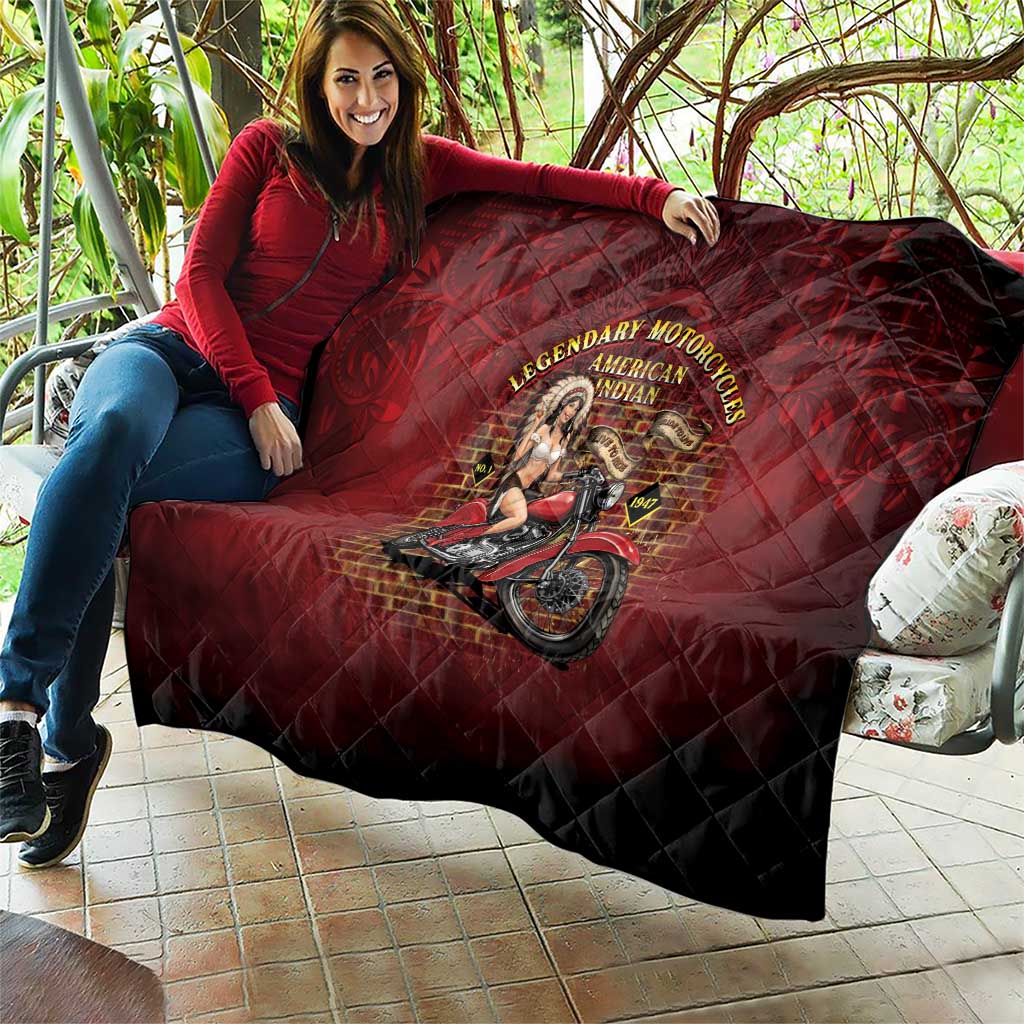 Native American Rider Quilt Legendary Motorcycle Vintage Pin Up Girl - Wonder Print Shop