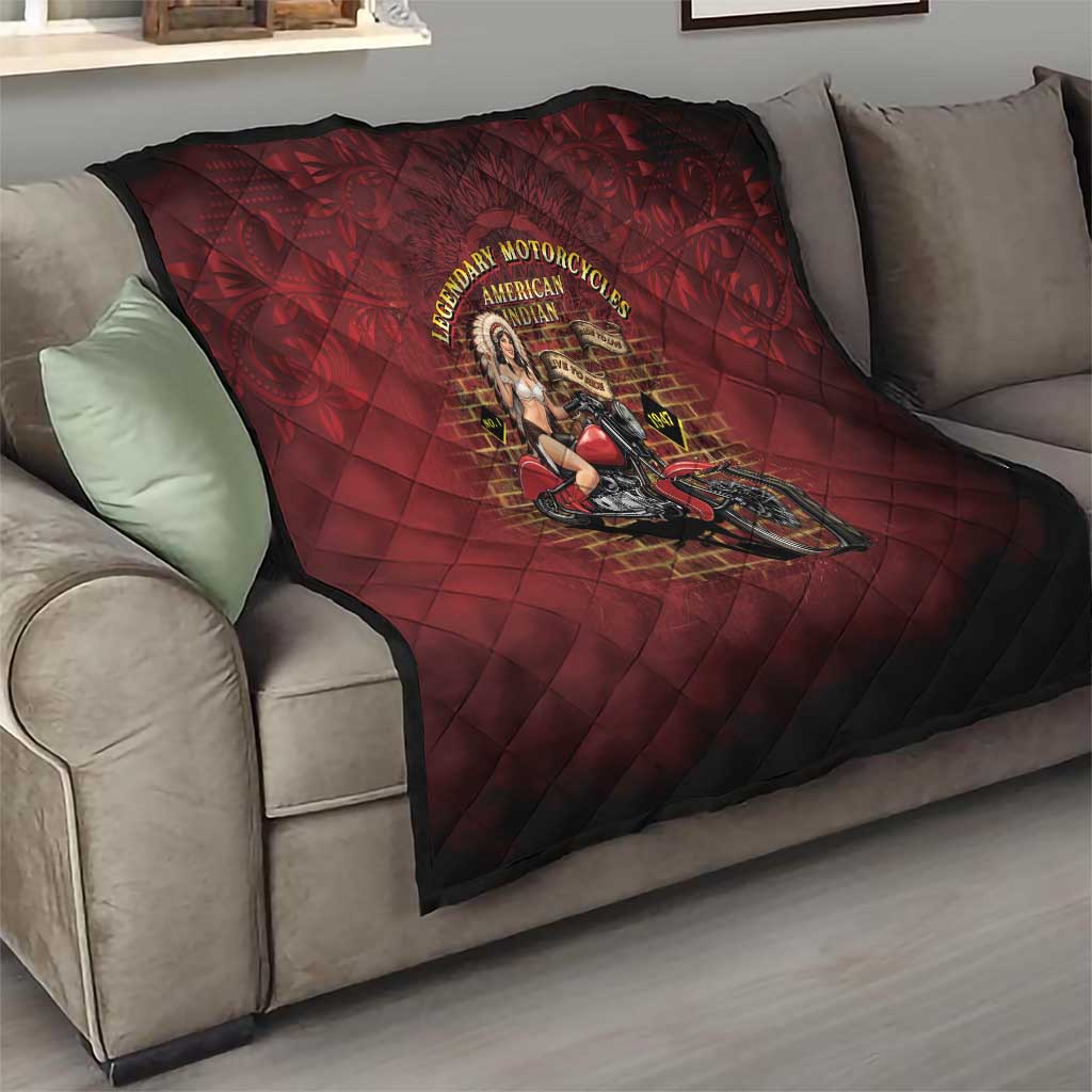 Native American Rider Quilt Legendary Motorcycle Vintage Pin Up Girl - Wonder Print Shop