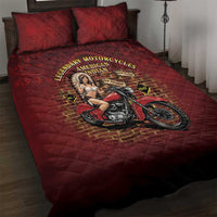 Native American Rider Quilt Bed Set Legendary Motorcycle Vintage Pin Up Girl - Wonder Print Shop