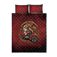 Native American Rider Quilt Bed Set Legendary Motorcycle Vintage Pin Up Girl - Wonder Print Shop