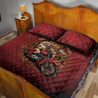 Native American Rider Quilt Bed Set Legendary Motorcycle Vintage Pin Up Girl - Wonder Print Shop