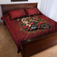 Native American Rider Quilt Bed Set Legendary Motorcycle Vintage Pin Up Girl - Wonder Print Shop