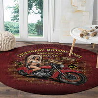 Native American Rider Round Carpet Legendary Motorcycle Vintage Pin Up Girl - Wonder Print Shop