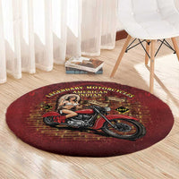 Native American Rider Round Carpet Legendary Motorcycle Vintage Pin Up Girl - Wonder Print Shop
