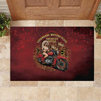 Native American Rider Rubber Doormat Legendary Motorcycle Vintage Pin Up Girl - Wonder Print Shop