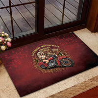 Native American Rider Rubber Doormat Legendary Motorcycle Vintage Pin Up Girl - Wonder Print Shop