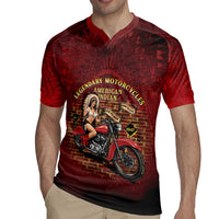 Native American Rider Rugby Jersey Legendary Motorcycle Vintage Pin Up Girl - Wonder Print Shop