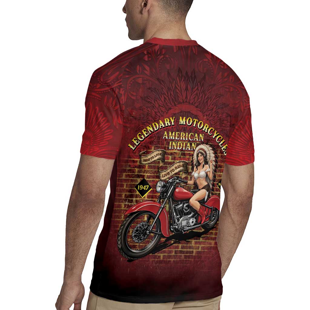Native American Rider Rugby Jersey Legendary Motorcycle Vintage Pin Up Girl - Wonder Print Shop