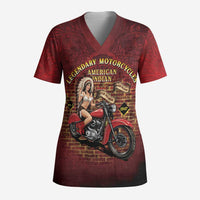 Native American Rider Scrub Top Legendary Motorcycle Vintage Pin Up Girl - Wonder Print Shop