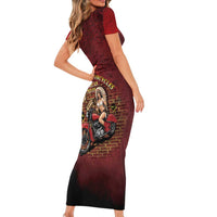 Native American Rider Short Sleeve Bodycon Dress Legendary Motorcycle Vintage Pin Up Girl - Wonder Print Shop