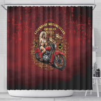 Native American Rider Shower Curtain Legendary Motorcycle Vintage Pin Up Girl - Wonder Print Shop