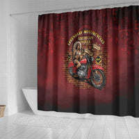 Native American Rider Shower Curtain Legendary Motorcycle Vintage Pin Up Girl - Wonder Print Shop