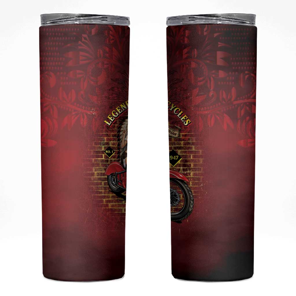 Native American Rider Skinny Tumbler Legendary Motorcycle Vintage Pin Up Girl - Wonder Print Shop