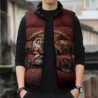 Native American Rider Sleeveless Puffer Jacket Legendary Motorcycle Vintage Pin Up Girl - Wonder Print Shop