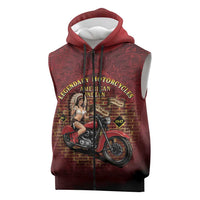 Native American Rider Sleeveless Zip Hoodie Legendary Motorcycle Vintage Pin Up Girl - Wonder Print Shop