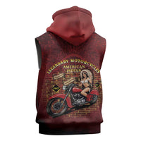 Native American Rider Sleeveless Zip Hoodie Legendary Motorcycle Vintage Pin Up Girl - Wonder Print Shop