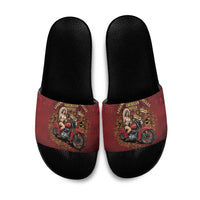 Native American Rider Slide Sandals Legendary Motorcycle Vintage Pin Up Girl - Wonder Print Shop