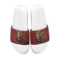 Native American Rider Slide Sandals Legendary Motorcycle Vintage Pin Up Girl - Wonder Print Shop