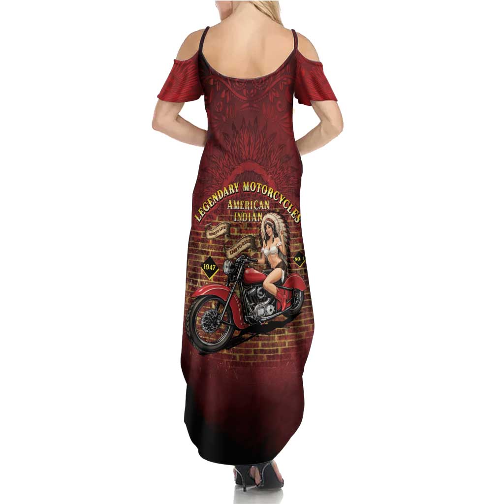 Native American Rider Summer Maxi Dress Legendary Motorcycle Vintage Pin Up Girl - Wonder Print Shop