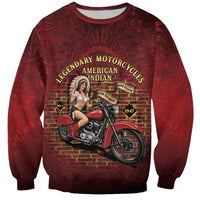 Native American Rider Sweatshirt Legendary Motorcycle Vintage Pin Up Girl - Wonder Print Shop