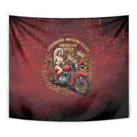 Native American Rider Tapestry Legendary Motorcycle Vintage Pin Up Girl - Wonder Print Shop
