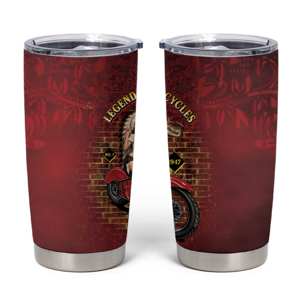 Native American Rider Tumbler Cup Legendary Motorcycle Vintage Pin Up Girl - Wonder Print Shop