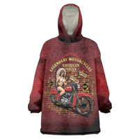Native American Rider Wearable Blanket Hoodie Legendary Motorcycle Vintage Pin Up Girl - Wonder Print Shop