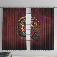 Native American Rider Window Curtain Legendary Motorcycle Vintage Pin Up Girl - Wonder Print Shop