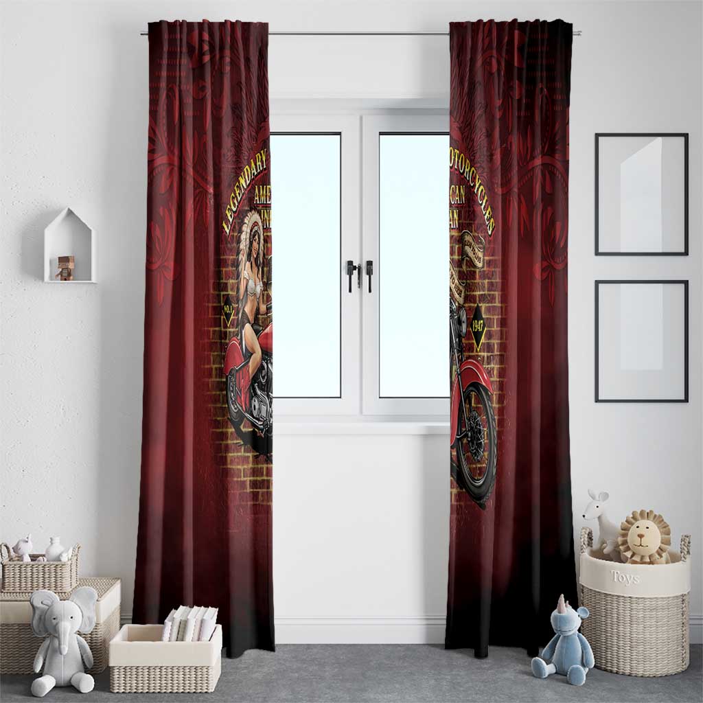 Native American Rider Window Curtain Legendary Motorcycle Vintage Pin Up Girl - Wonder Print Shop
