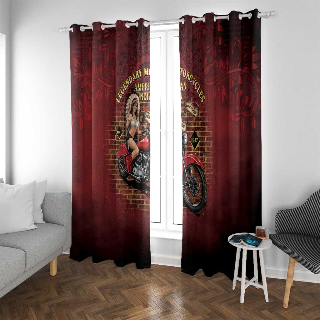 Native American Rider Window Curtain Legendary Motorcycle Vintage Pin Up Girl - Wonder Print Shop