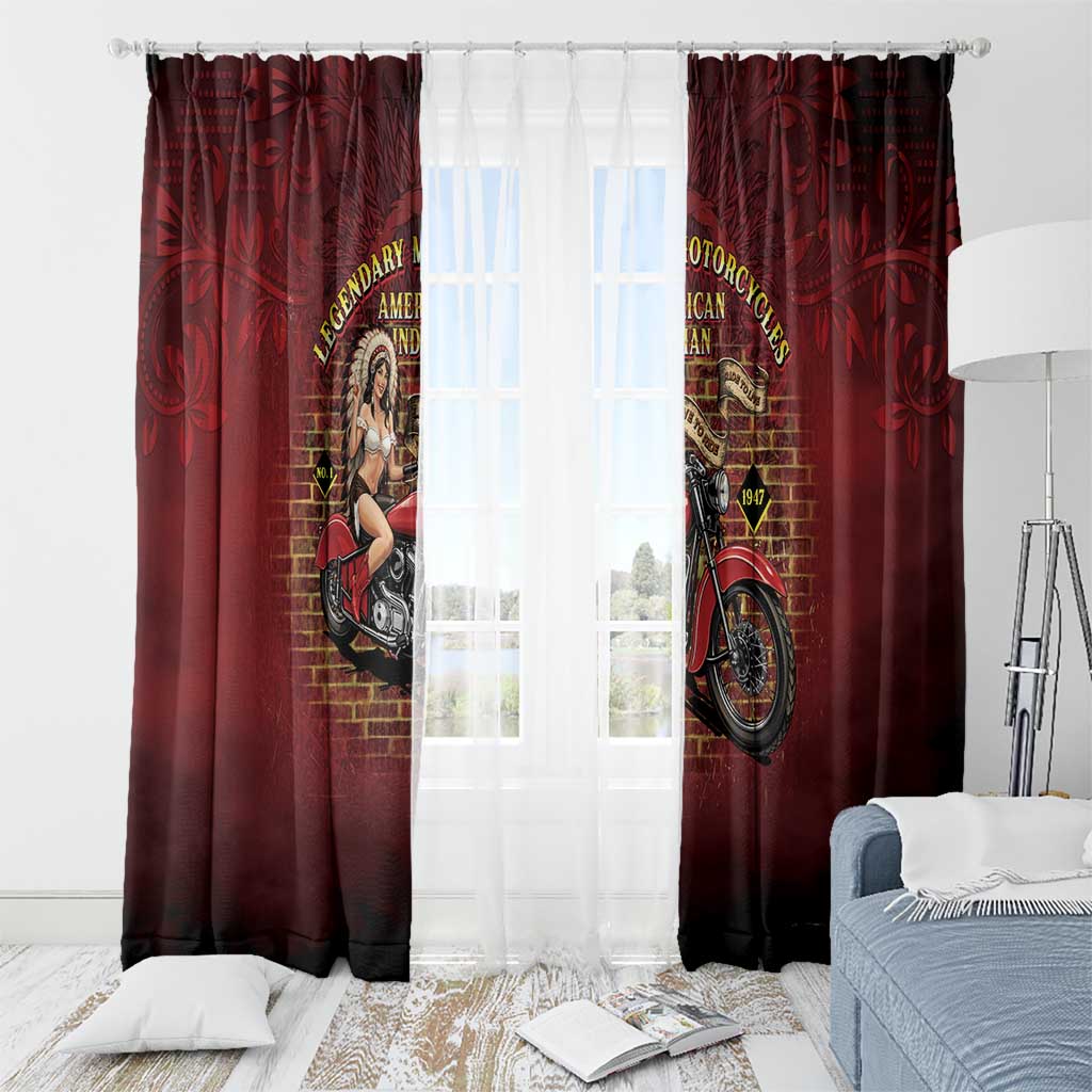 Native American Rider Window Curtain Legendary Motorcycle Vintage Pin Up Girl - Wonder Print Shop