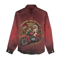Native American Rider Women Casual Shirt Legendary Motorcycle Vintage Pin Up Girl - Wonder Print Shop