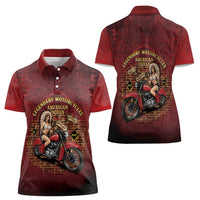Native American Rider Women Polo Shirt Legendary Motorcycle Vintage Pin Up Girl - Wonder Print Shop