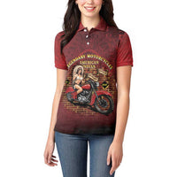 Native American Rider Women Polo Shirt Legendary Motorcycle Vintage Pin Up Girl - Wonder Print Shop