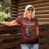 Native American Rider Women Polo Shirt Legendary Motorcycle Vintage Pin Up Girl - Wonder Print Shop