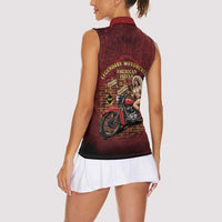 Native American Rider Women Sleeveless Polo Shirt Legendary Motorcycle Vintage Pin Up Girl - Wonder Print Shop