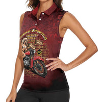 Native American Rider Women Sleeveless Polo Shirt Legendary Motorcycle Vintage Pin Up Girl - Wonder Print Shop